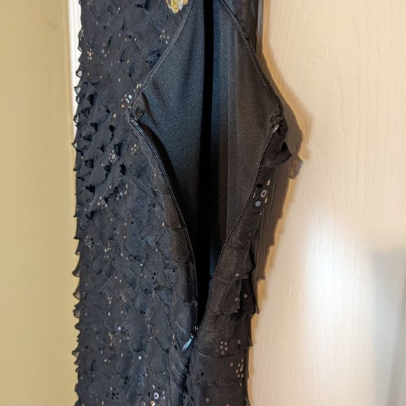 Signature Robbie Bee Black Tiered Sequin Dress w/Rhinestone Details - size L - Picture 6 of 11